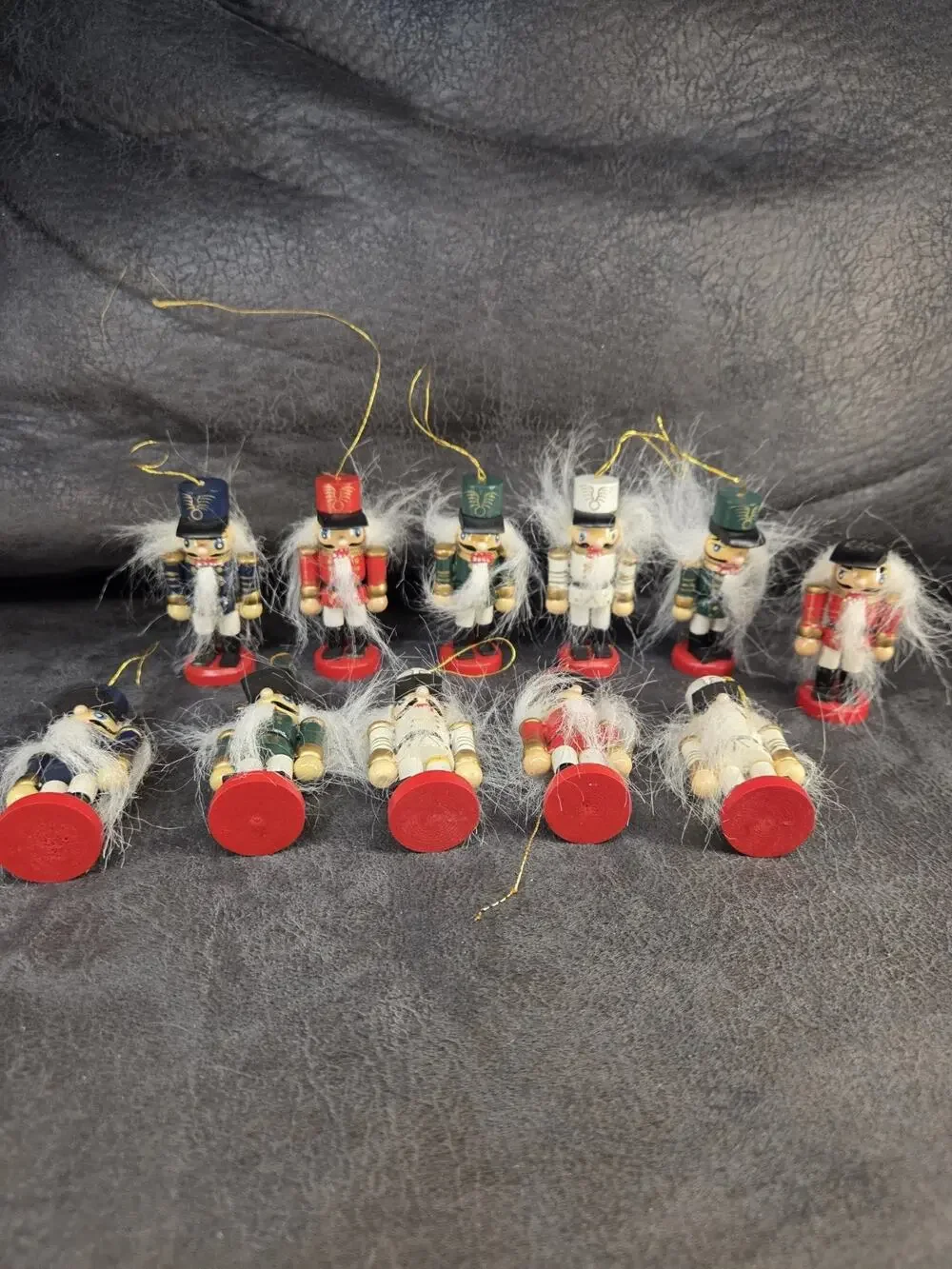 11 Vintage Mini Wooden Nutcracker Ornaments 2.75